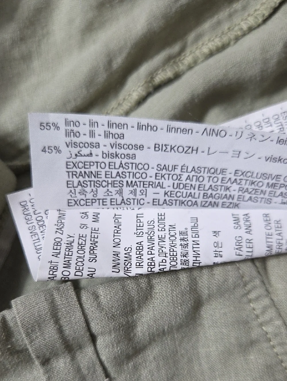 Zara Sage Green Linen Blend Cargo Pants